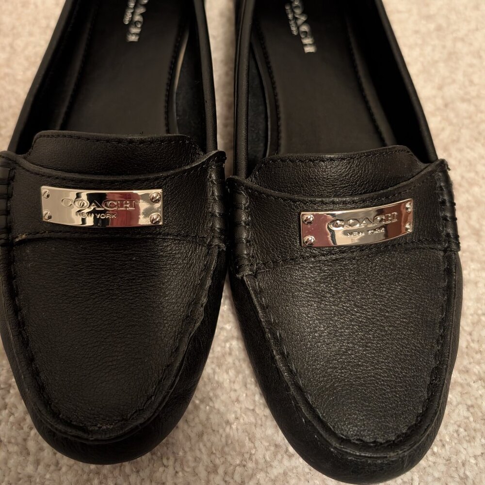 Coach Fedrica Pebble Grain Womens Loafers Size 6 in Black